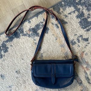 Blue Leather Crossbody